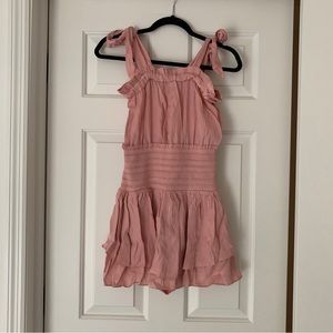 Pink shirred waist romper